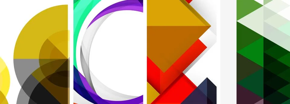 Vector posters - minimalist geometric abstract backgrounds, featuring circles Stock Illustration