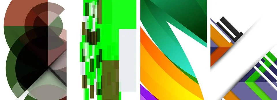 Vector posters - minimalist geometric abstract backgrounds, featuring circles Stock Illustration
