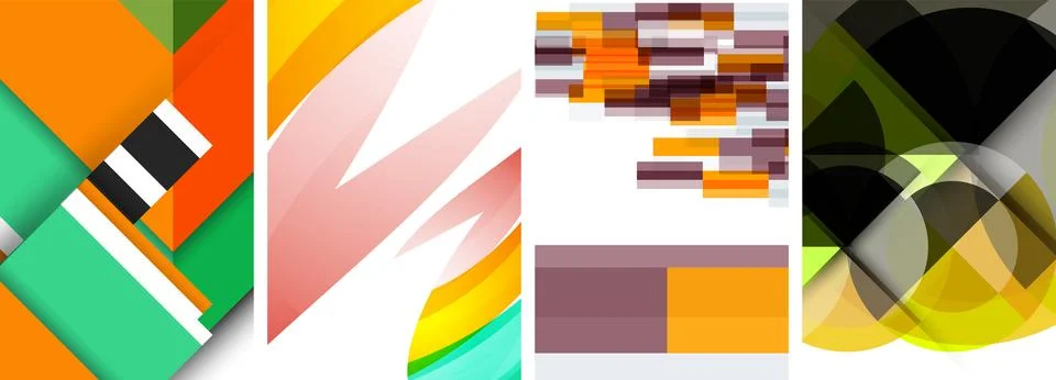 Vector posters - minimalist geometric abstract backgrounds, featuring circles Stock Illustration