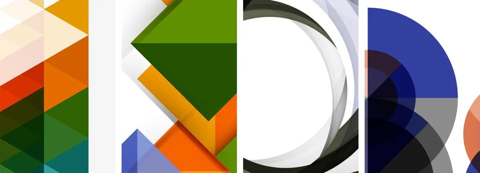 Vector posters - minimalist geometric abstract backgrounds, featuring circles Stock Illustration