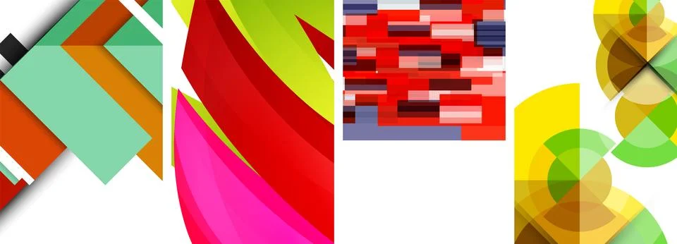 Vector posters - minimalist geometric abstract backgrounds, featuring circles Stock Illustration