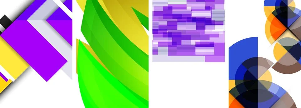 Vector posters - minimalist geometric abstract backgrounds, featuring circles Stock Illustration