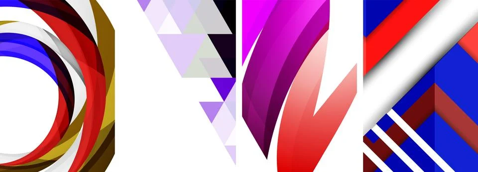 Vector posters - minimalist geometric abstract backgrounds, featuring circles Stock Illustration