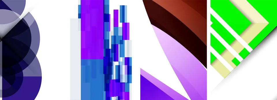 Vector posters - minimalist geometric abstract backgrounds, featuring circles Stock Illustration