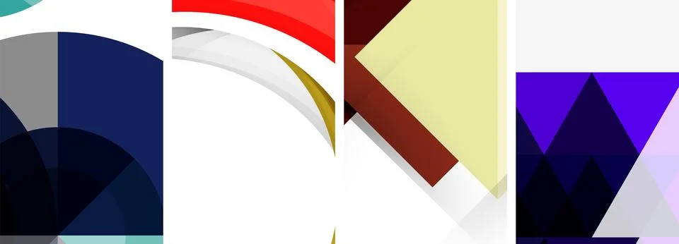 Vector posters - minimalist geometric abstract backgrounds, featuring circles Stock Illustration
