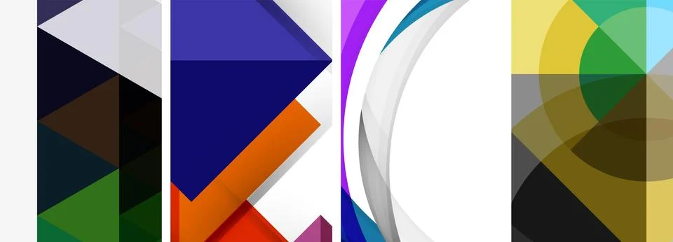 Vector posters - minimalist geometric abstract backgrounds, featuring circles Stock Illustration