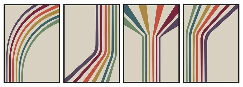 Vector posters. Multicolored stylish stripes on a light background. Abstract Stock Illustration