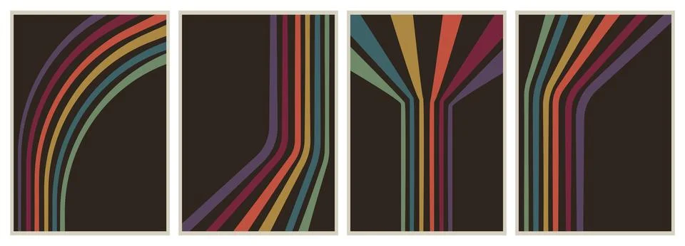 Vector posters. Multicolored stylish stripes on a brown background. Abstract Stock Illustration