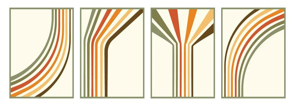 Vector posters. Multicolored stylish stripes on a light background. Abstract Stock Illustration
