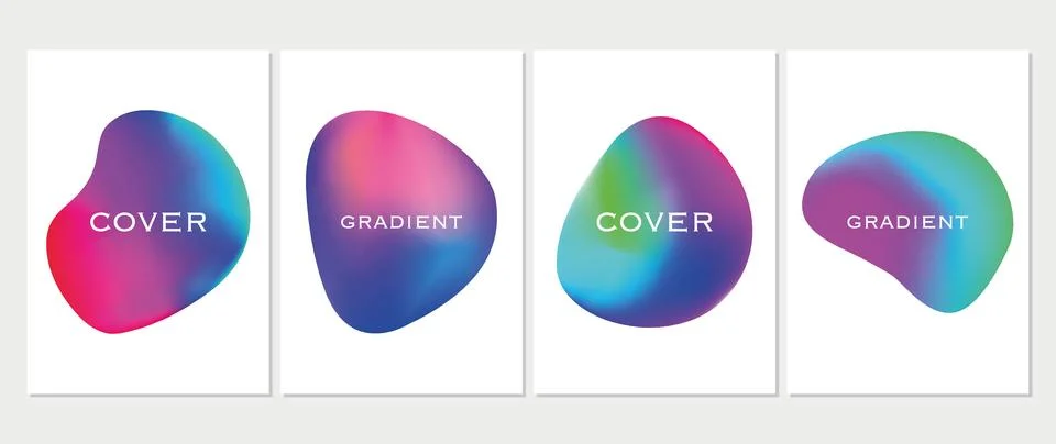 Vector posters. Set of abstract modern gradient elements. Dynamic color forms 库存插图