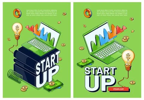 Vector posters of start up, new business Stock Illustration