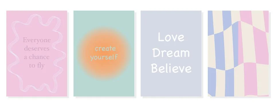 Vector posters in the style of y2k. Illustrations with geometric shapes and Illustrazione stock