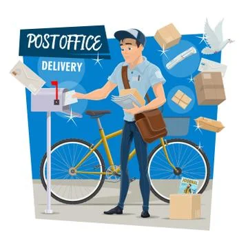 Vector postman on post mail delivery Illustration