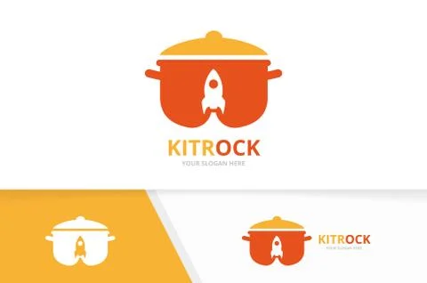 Vector pot and rocket logo combination. Kitchen and start up symbol or icon Stock Illustration