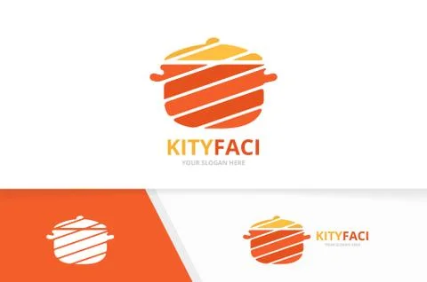 Vector pot logo combination. Kitchen symbol or icon. Unique pan logotype design Stock Illustration