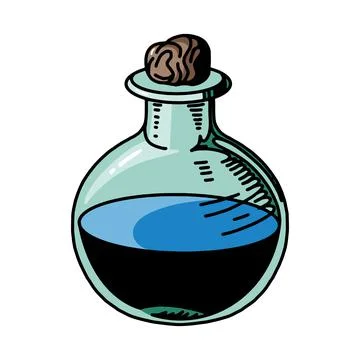 Vector potion bottle, poison flask, halloween and witch elements, isolated ca イラスト素材