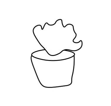 Vector potted bushwith a black line. Simple food and cooking illustration Stock Illustration