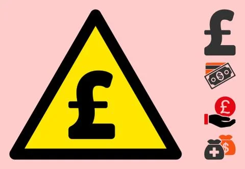 Vector Pound Sterling Warning Triangle Sign Icon Illustrazione stock