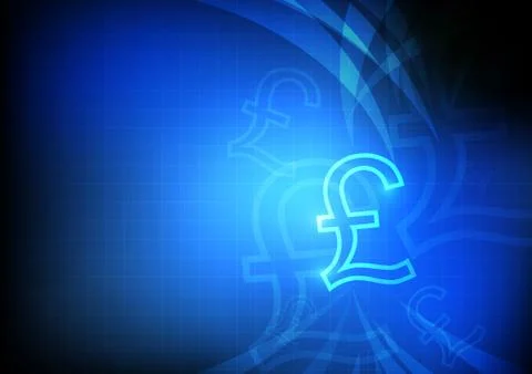 Vector : Pound symbol with grid and blue background Stock Illustration