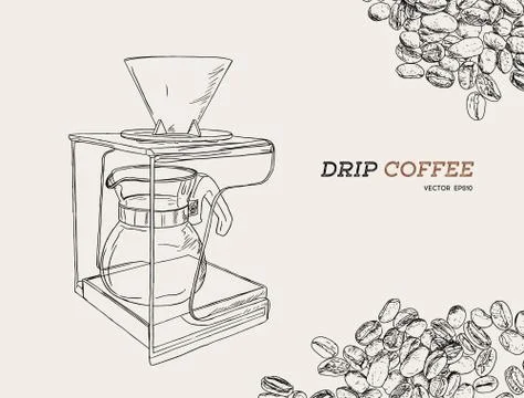 Vector Pour Over coffeemaker illustration Stock Illustration