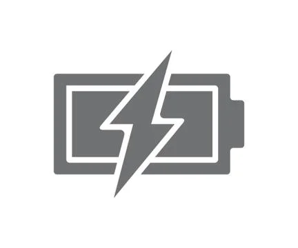 Vector power battery with lightning bolt icon. Fully charged accumulator symbol Stock Illustration