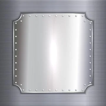 Vector precious metal silver plate with rivets background Stock Illustration