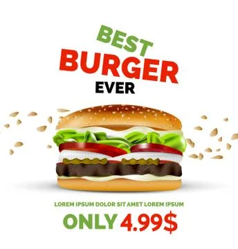 Vector premium burger ad template Stock Illustration