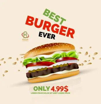 Vector premium burger ad template Stock Illustration