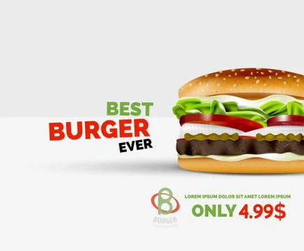 Vector premium burger ad template Stock Illustration