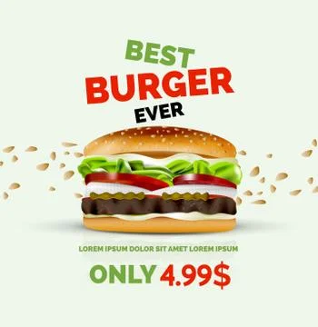 Vector premium burger ad template Stock Illustration