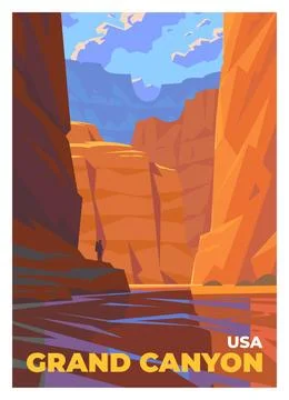 Vector premium travel poster. Mesmerizing views of the majestic Colorado Rive Stock Illustration