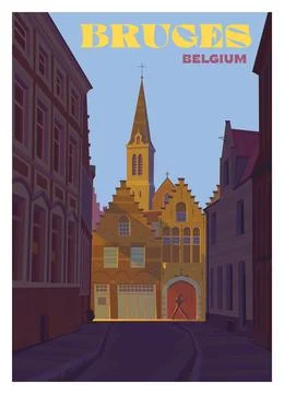 Vector premium travel poster. Vector premium travel poster. An evening view o Stock Illustration