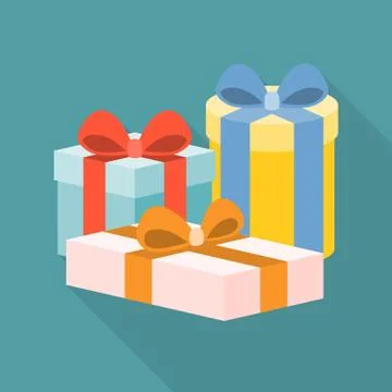 Vector present boxes, flat design Stock Illustration