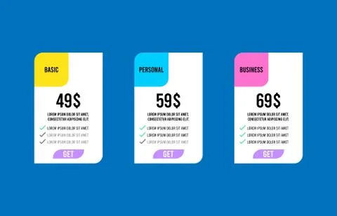 Vector pricing table for websites and applications. Isolated on blue backgrou イラスト素材