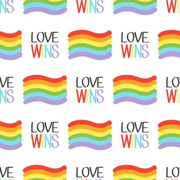 Vector pride doodle seamless pattern. LGBT Hearts with rainbow. Gay parade Stock Illustration
