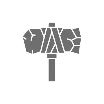 Vector primitive axe, prehistoric ax gray icon. 스톡 일러스트