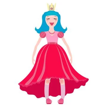 Vector princess in a crown and pink dress 스톡 일러스트