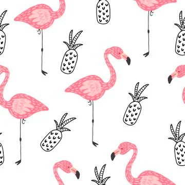 Vector print with flamingo. Seamless pattern Stock Illustration