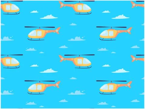 Vector print with a helicopter that flies through the clouds. Air transport with イラスト素材