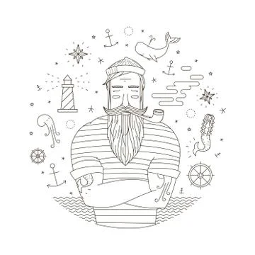 Vector print with sailor Stock Illustration