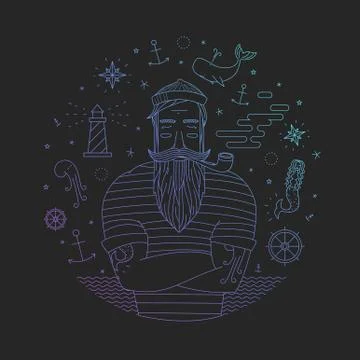 Vector print with sailor Stock Illustration