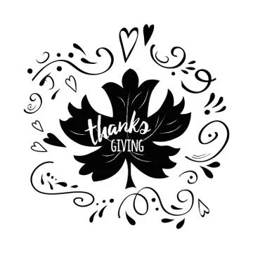 Vector print Thanksgiving decorated maple leaf shape on chalk style and abstr Stock Illustration