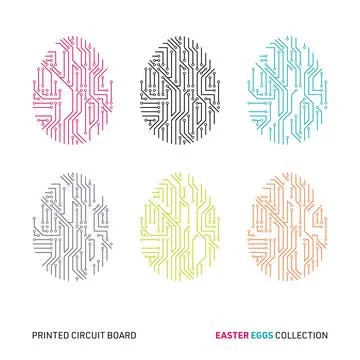 Vector printed circuit board pattern easter eggs Stockillustratie