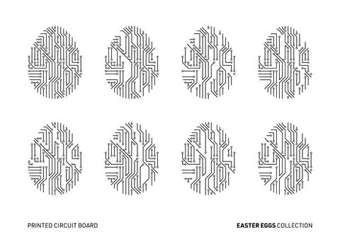Vector printed circuit board pattern easter eggs Stockillustratie