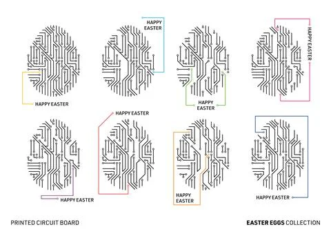 Vector printed circuit board pattern easter eggs Stockillustratie