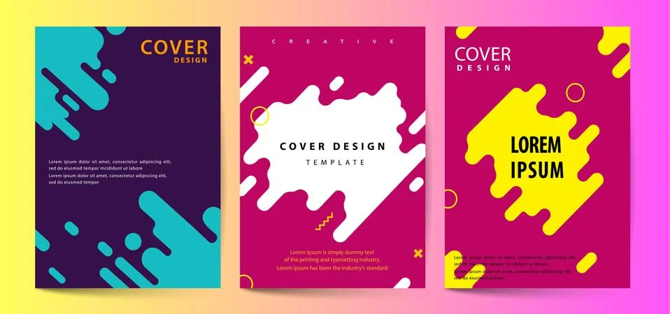 Vector printed cover template with abstract colorful shapes. Trendy neon colo イラスト素材