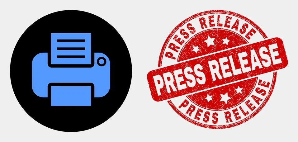 Vector Printer Icon and Distress Press Release Stamp Seal Stock Illustration