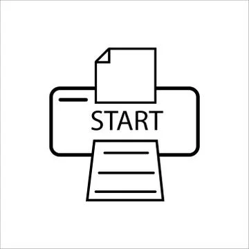 Vector printer illustration isolated - print icon, document print sign symbol Stock Illustration
