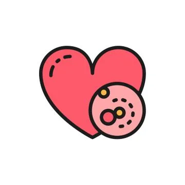 Vector problems with heart, thrombus flat color line icon. Illustrazione stock