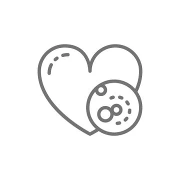 Vector problems with heart, thrombus line icon. Stock Illustration